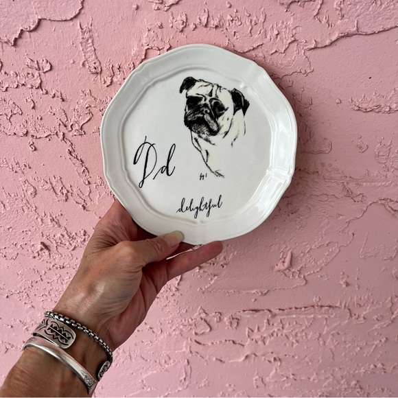 Other - Anthropologie Linea Carta Diva Pyari Dessert Plate 6.5” Pug Dog